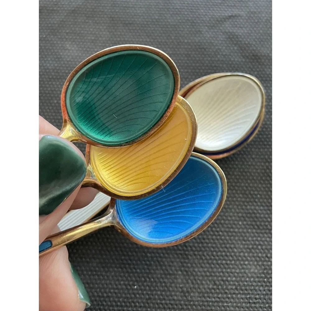 set of six vintage David Andersen Norway sterling silver enamel demitasse  Spoon